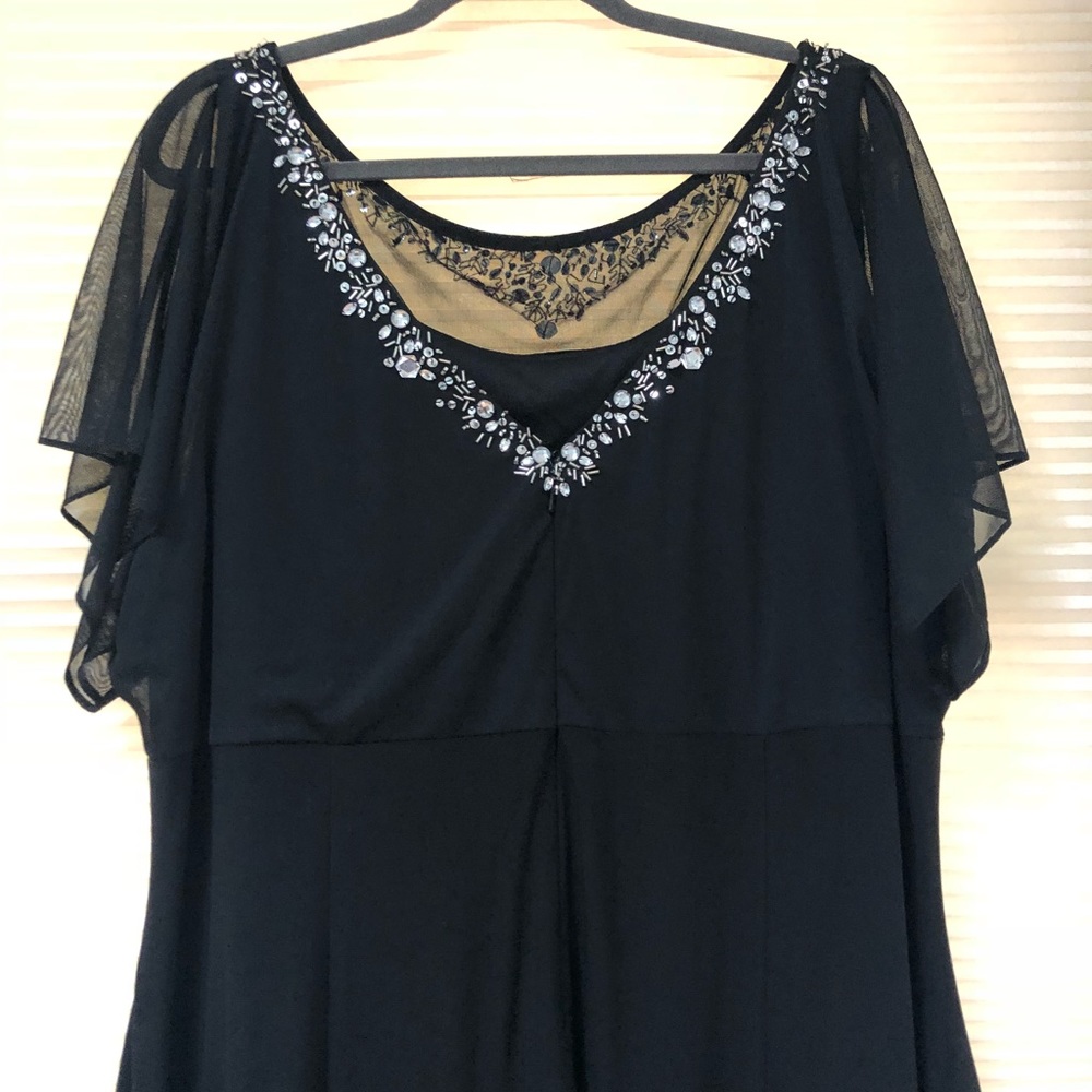 Black evening dress with embellished collar